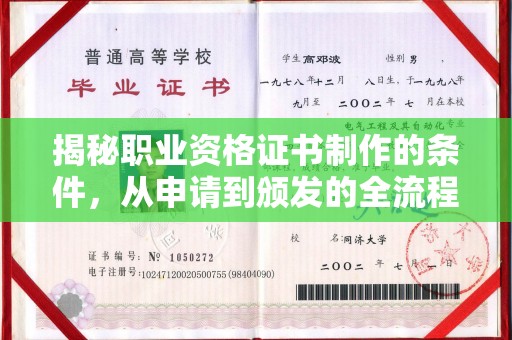 蕉岭揭秘职业资格证书制作的条件，从申请到颁发的全流程解析
